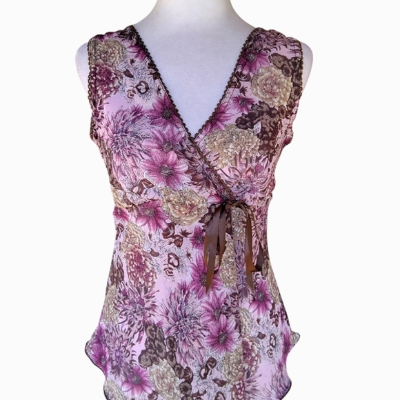 Vintage I.N. San Francisco Y2K Floral Baby Doll Style Blouse Size Medium - Picture 3 of 6